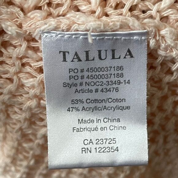 Aritzia Talula Peach Cotton loose Knit V-Neck oversized Sweater small - Picture 9 of 9